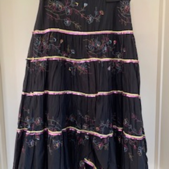 Multi Color Maxi Skirt with Pink & Yellow Sequins, - Picture 5 of 5